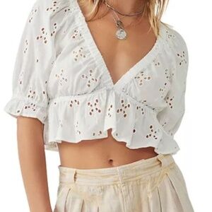 Free People gardenia eyelet top